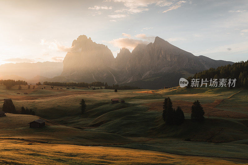 吹口哨的Alpe, Seiser Alm, Dolomites, Italy